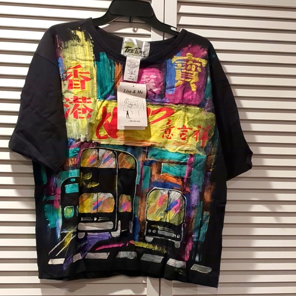 Vintage | Lisa & Me Hand Painted Wearable Art Hong Kong Shirt and Pants Set L